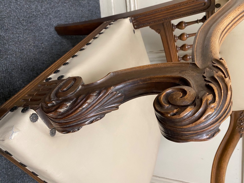 Pair Quality French Walnut Arm Chairs View XI