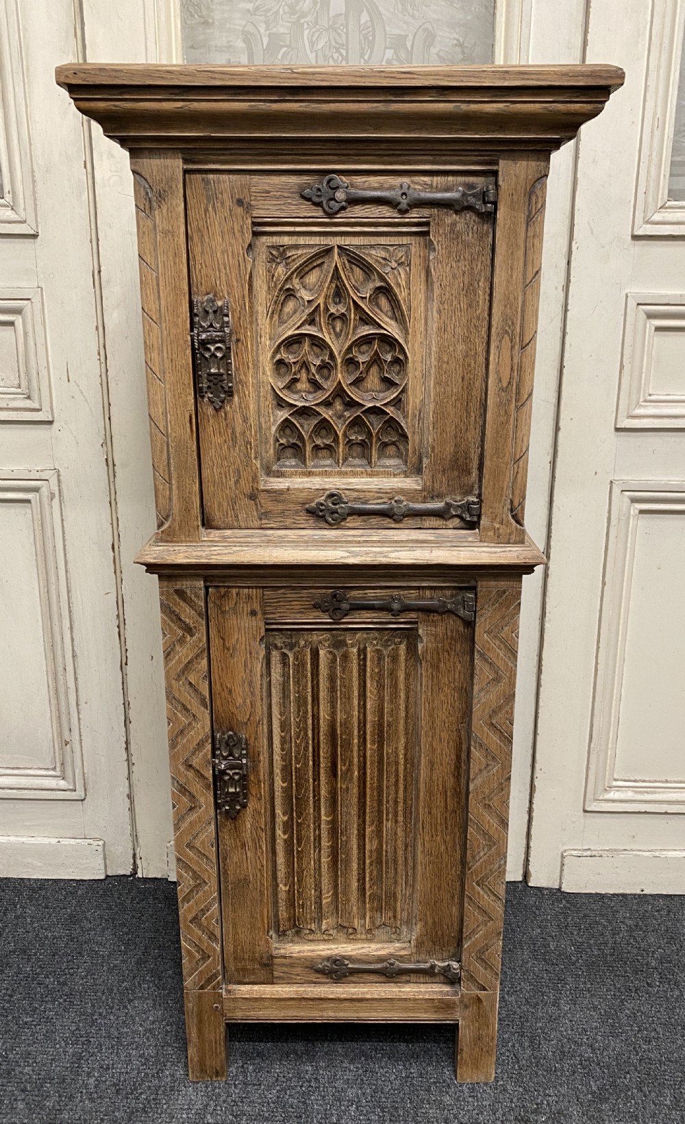 Slim Gothic Oak Cupboard 