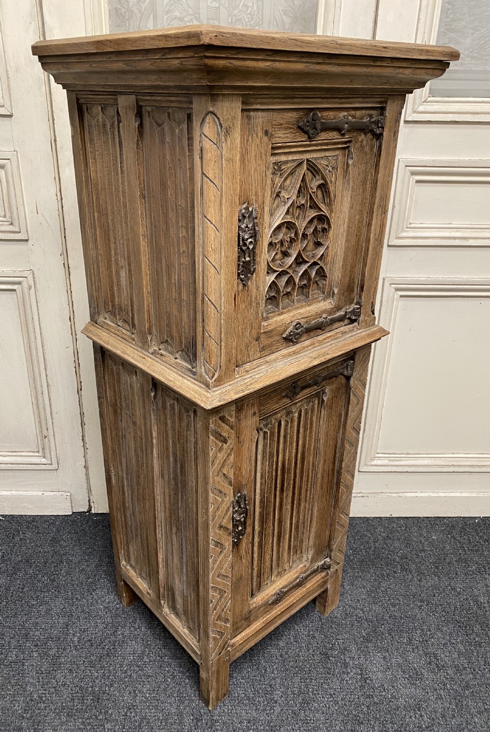 Slim Gothic Oak Cupboard  View II
