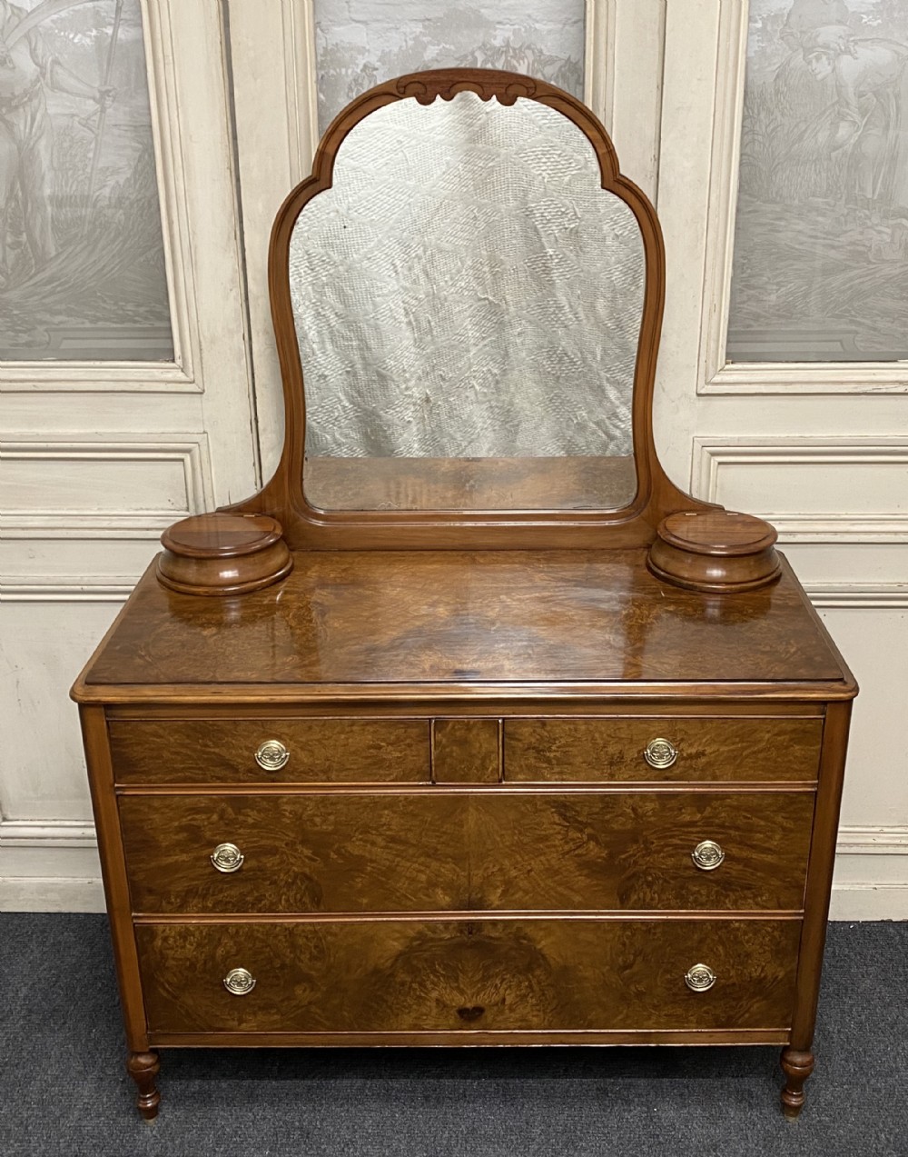 American Burr Walnut Dressing Chest
