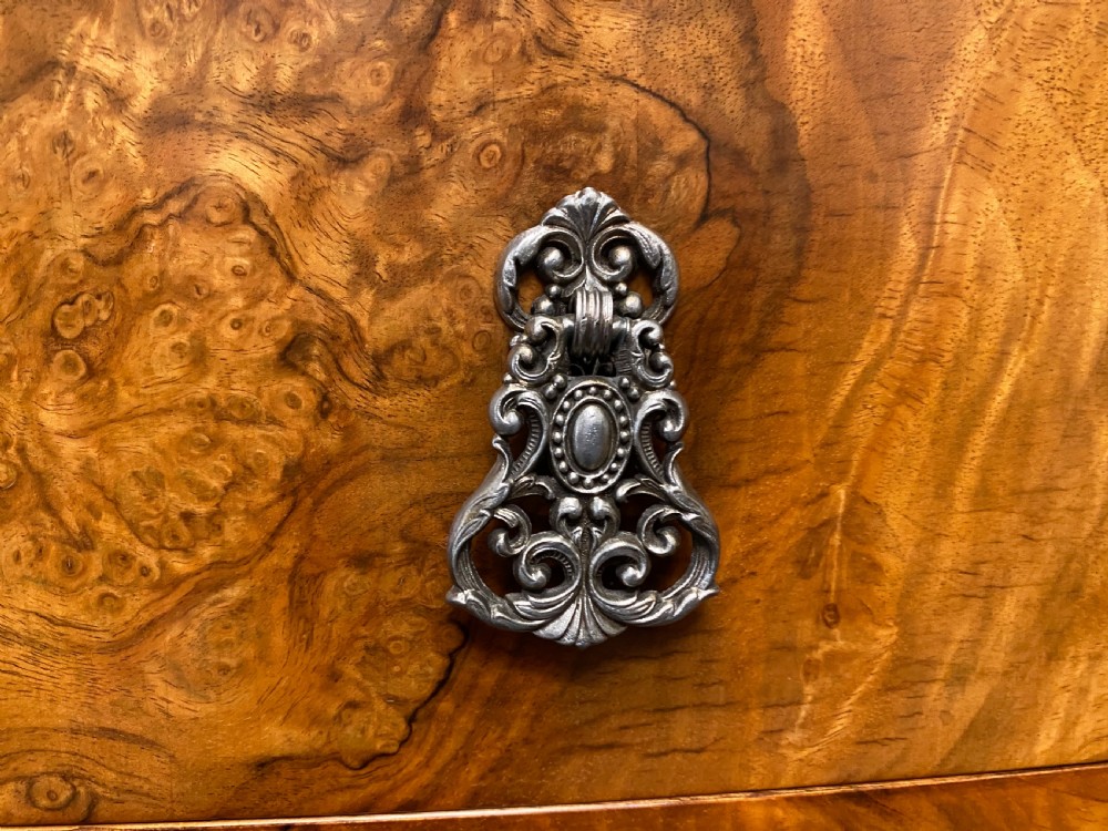 Burr Walnut Chest of 5 Drawers View X