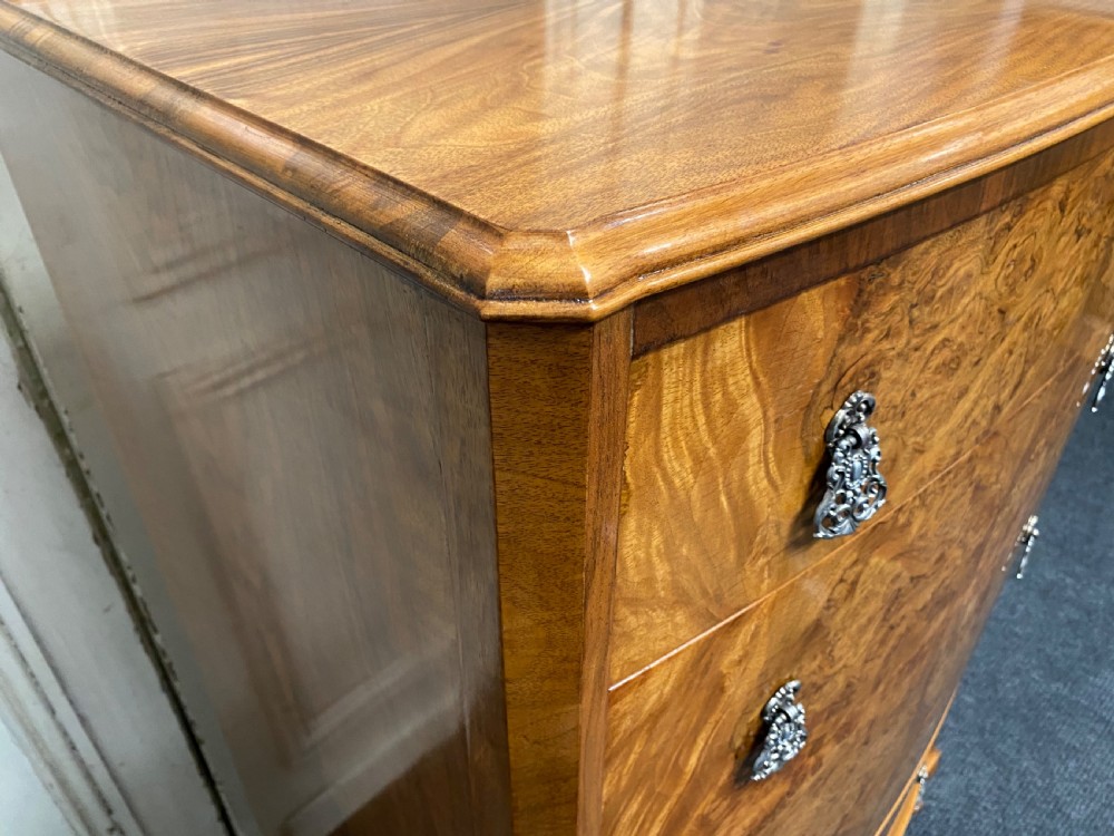 Burr Walnut Chest of 5 Drawers View XII