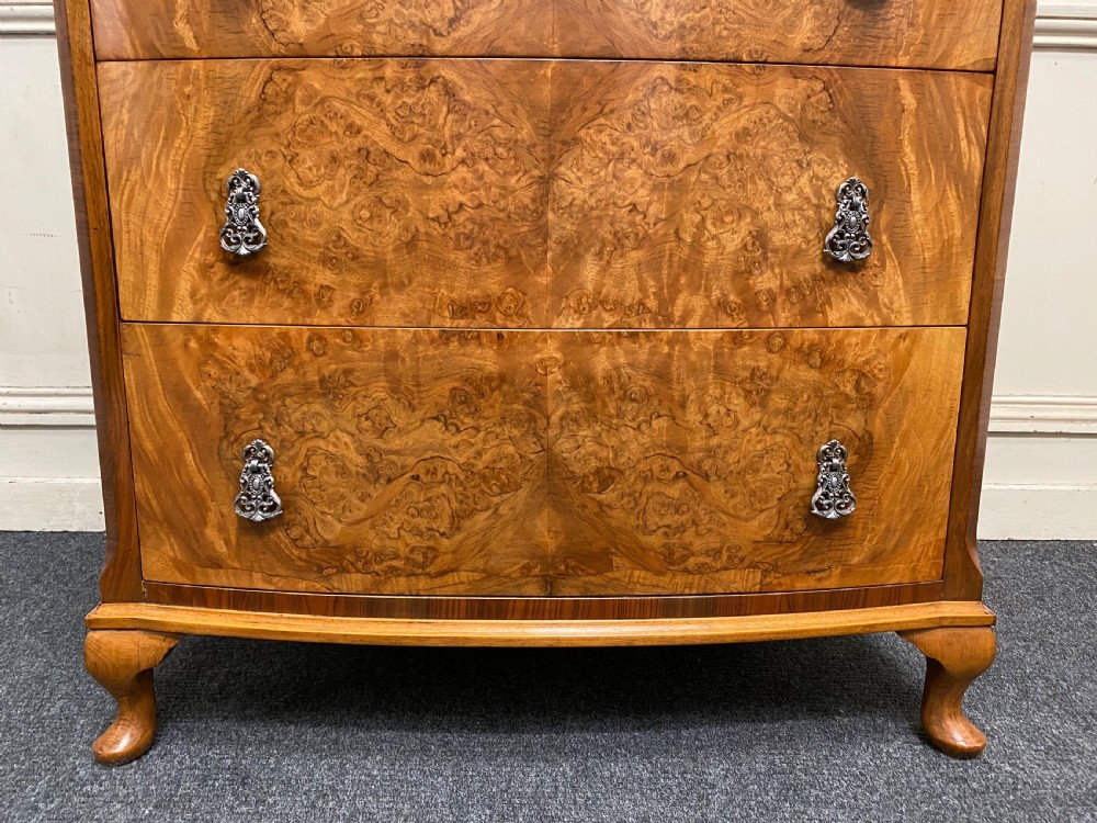 Burr Walnut Chest of 5 Drawers View XVII