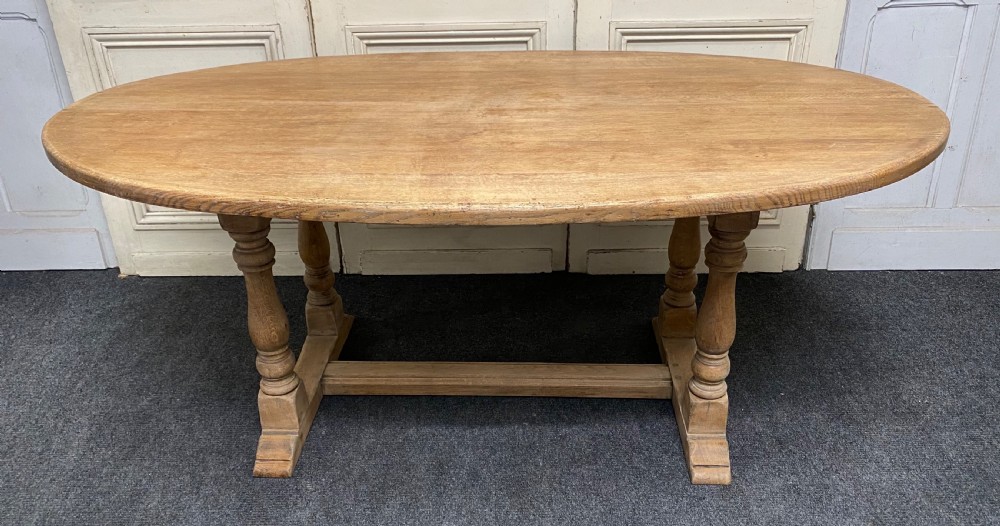 Oval Bleached Oak Farmhouse Dining Table 