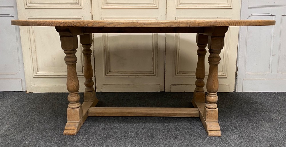 Oval Bleached Oak Farmhouse Dining Table  View III
