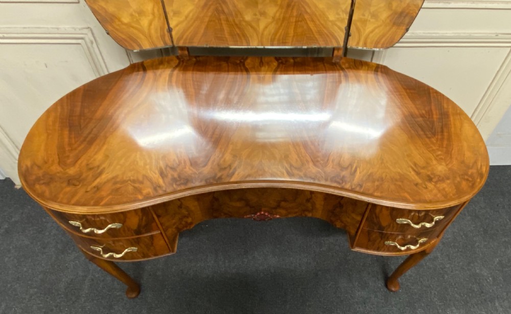 Burr Walnut Kidney Dressing Table View III