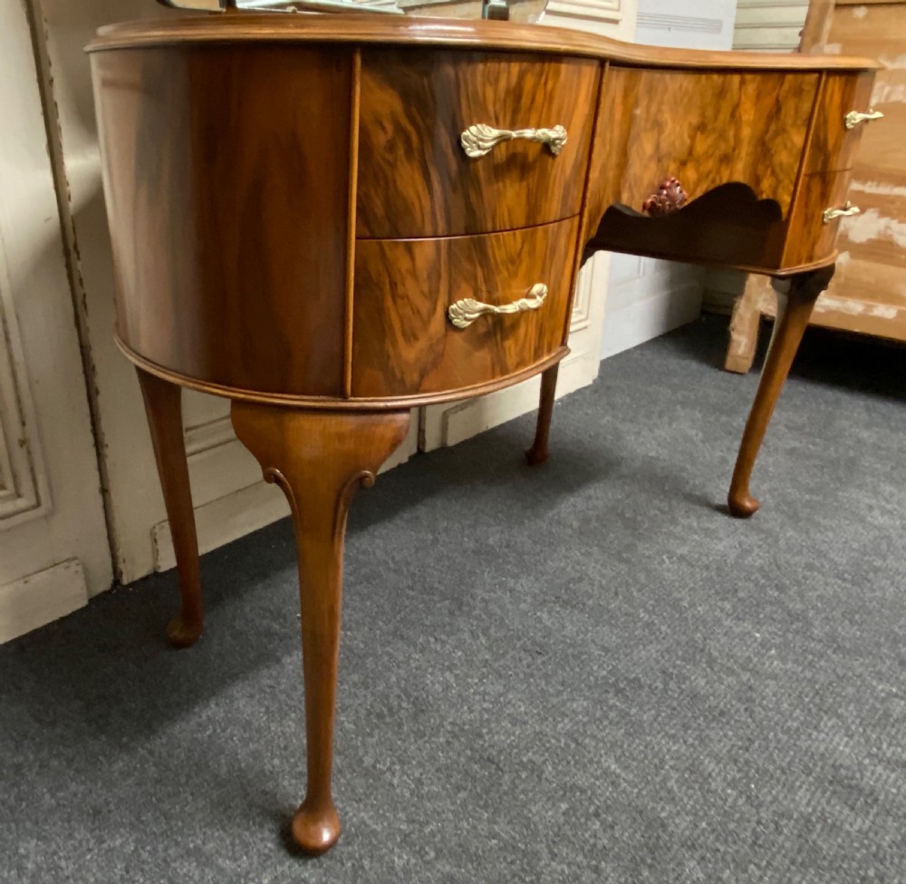 Burr Walnut Kidney Dressing Table View XII