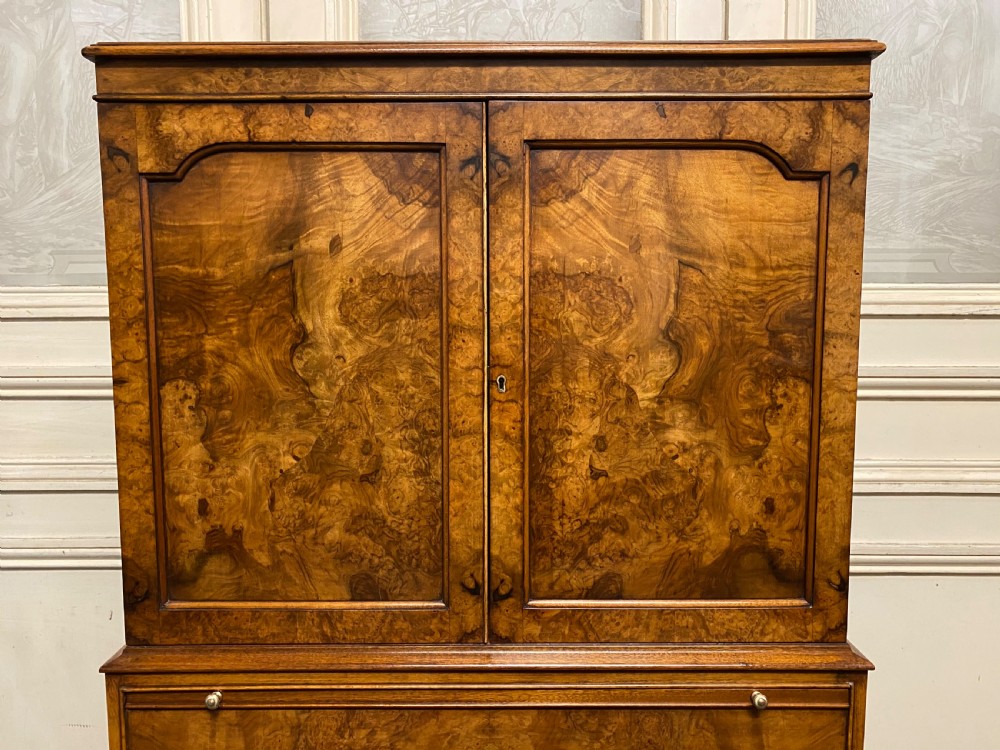 Burr Walnut Cupboard over Chest View III