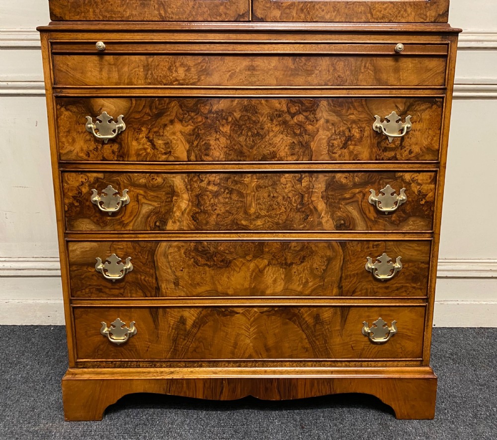 Burr Walnut Cupboard over Chest View IV