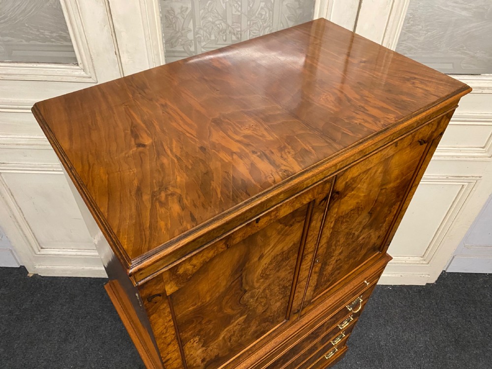Burr Walnut Cupboard over Chest View VI
