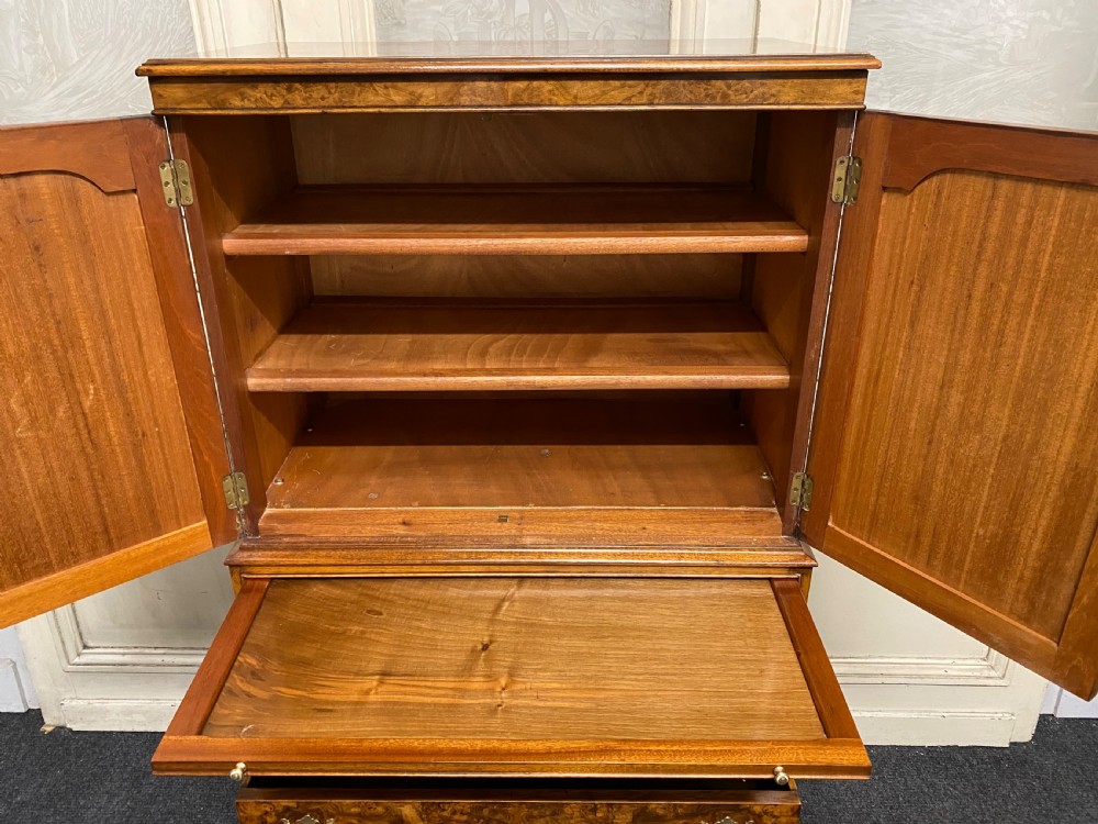 Burr Walnut Cupboard over Chest View VIII