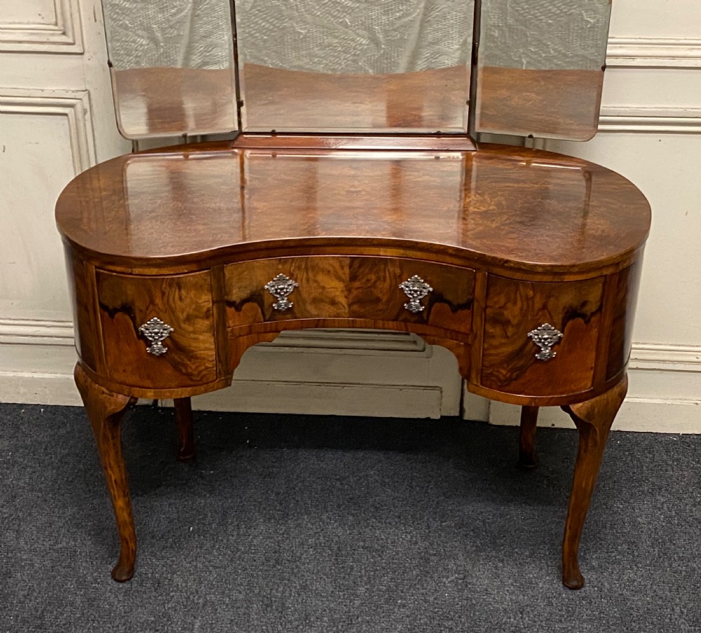 Burr Walnut Kidney Dressing Table  View II