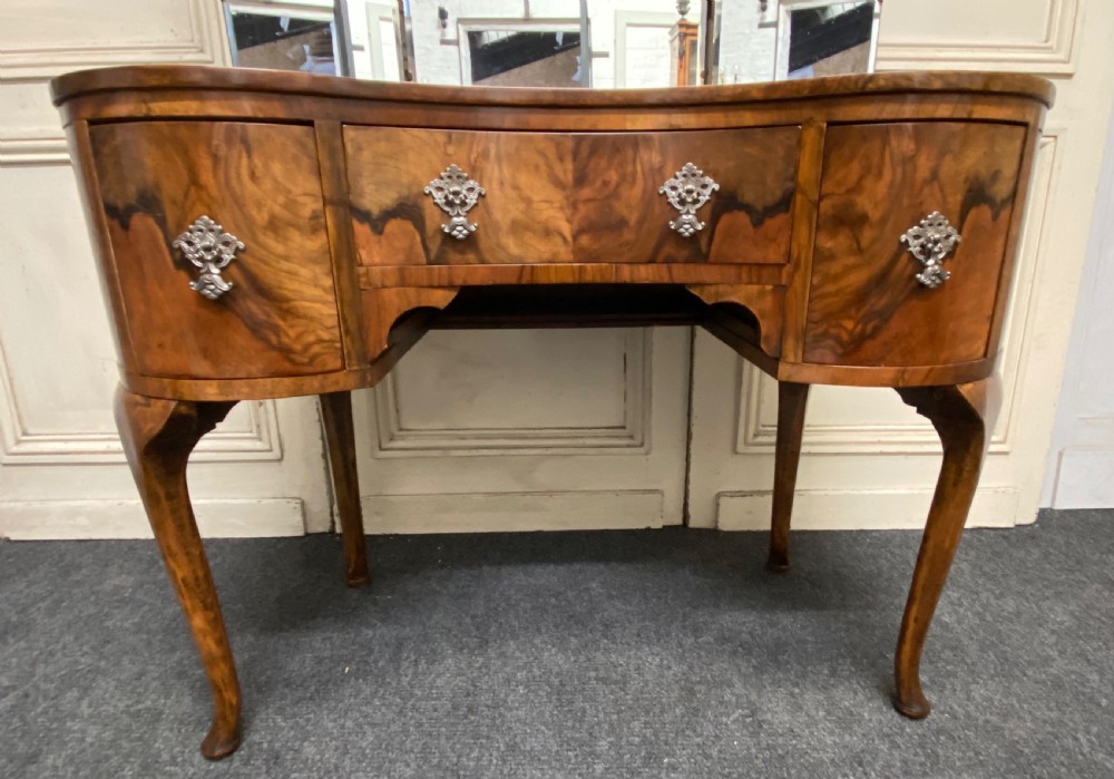 Burr Walnut Kidney Dressing Table  View III
