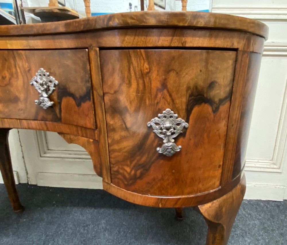 Burr Walnut Kidney Dressing Table  View IV