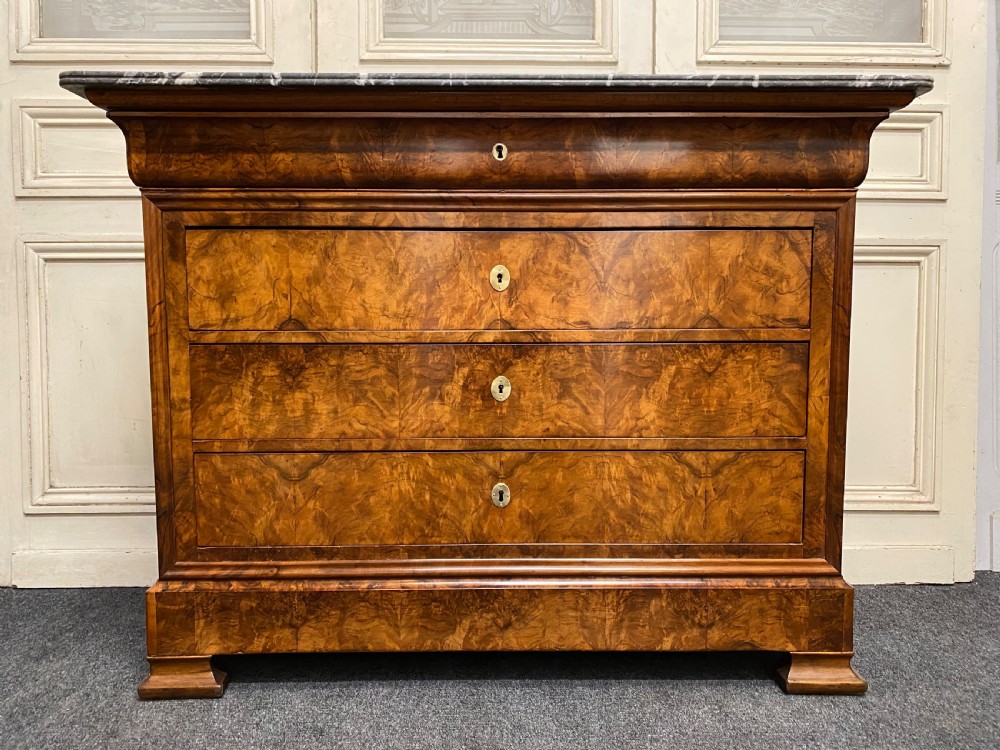Fine Walnut French Marble top Chest