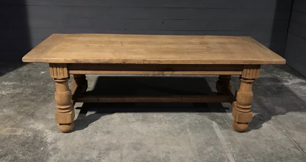 Large Bleached Oak Farmhouse Dining Table 
