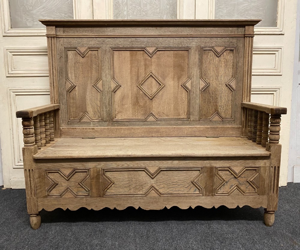 Bleached Oak Hall Bench View XIII