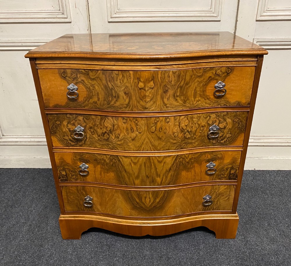 Burr Walnut Serpentine Chest of Drawers 