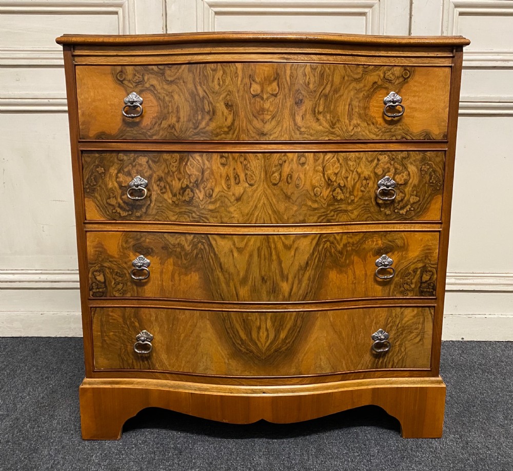 Burr Walnut Serpentine Chest of Drawers  View II