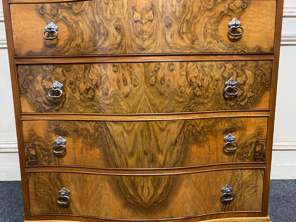 Burr Walnut Serpentine Chest of Drawers  View IV