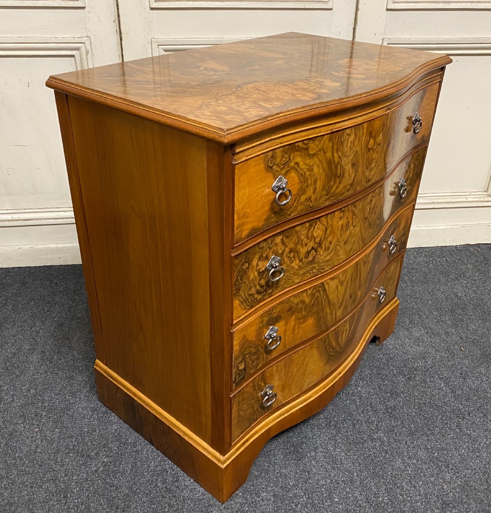 Burr Walnut Serpentine Chest of Drawers  View V