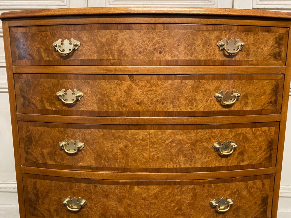 Burr Walnut 5 Drawer Chest  View II
