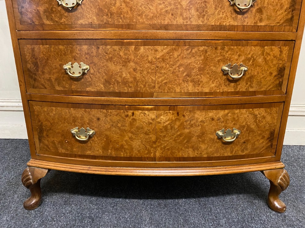 Burr Walnut 5 Drawer Chest  View IV