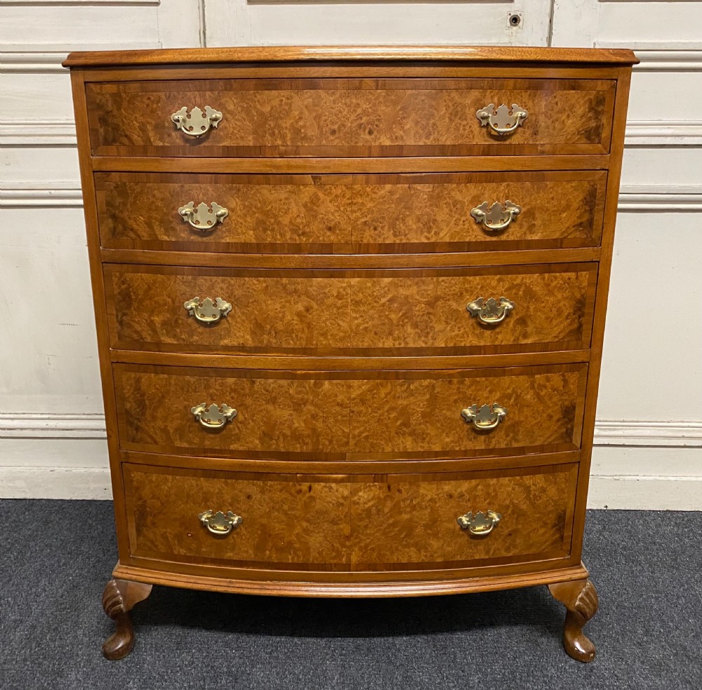 Burr Walnut 5 Drawer Chest  View XII