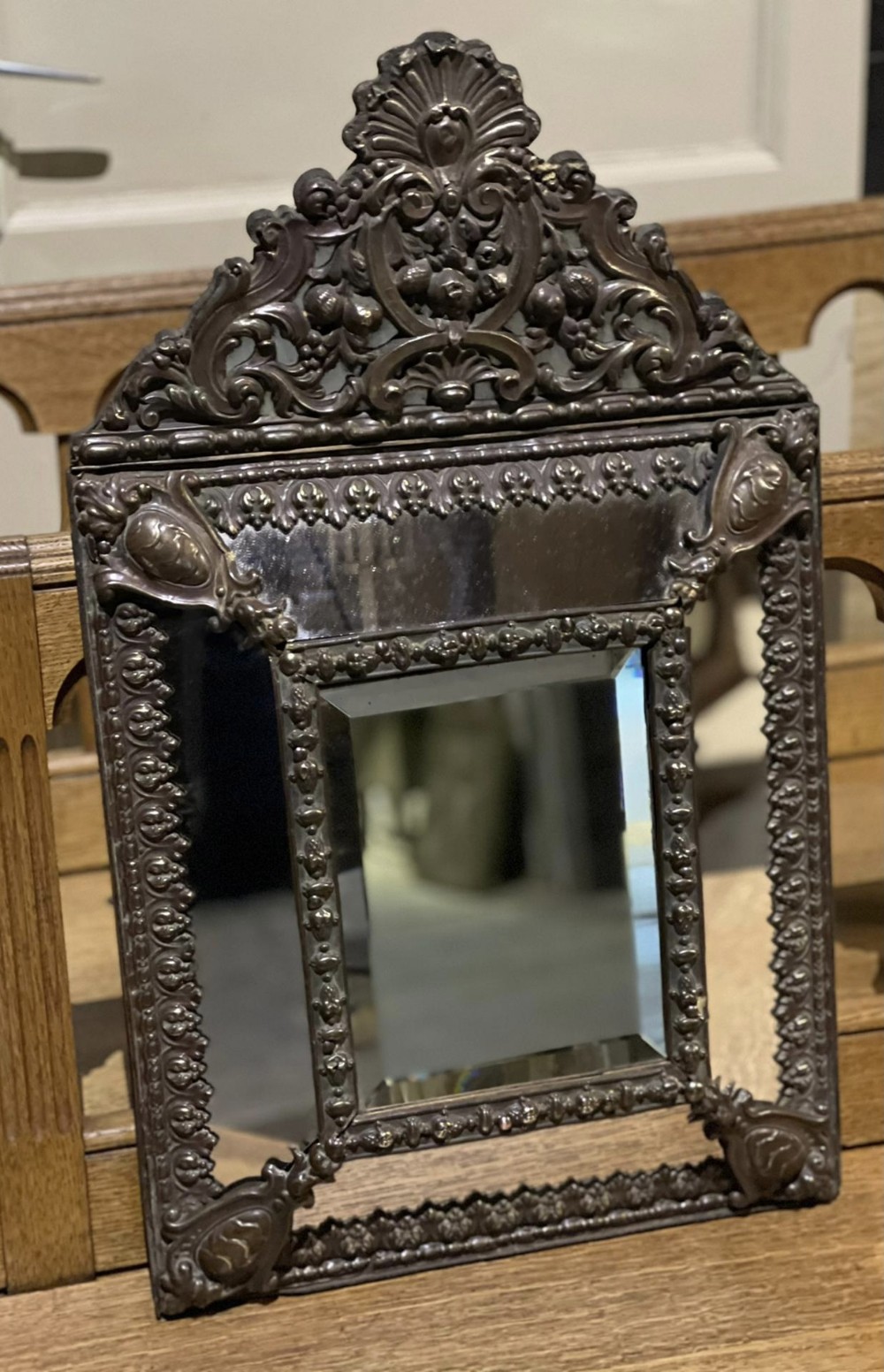 French Copper Cushion Mirror