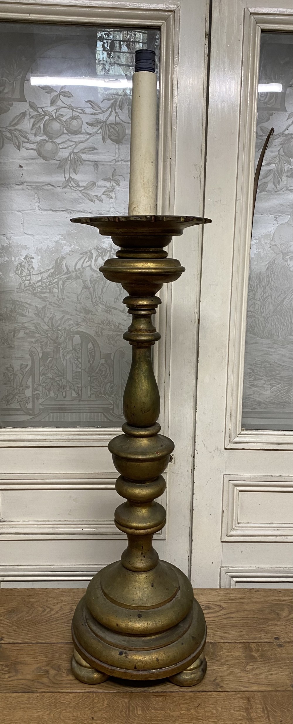 Large French Gilt Church Candlestick 