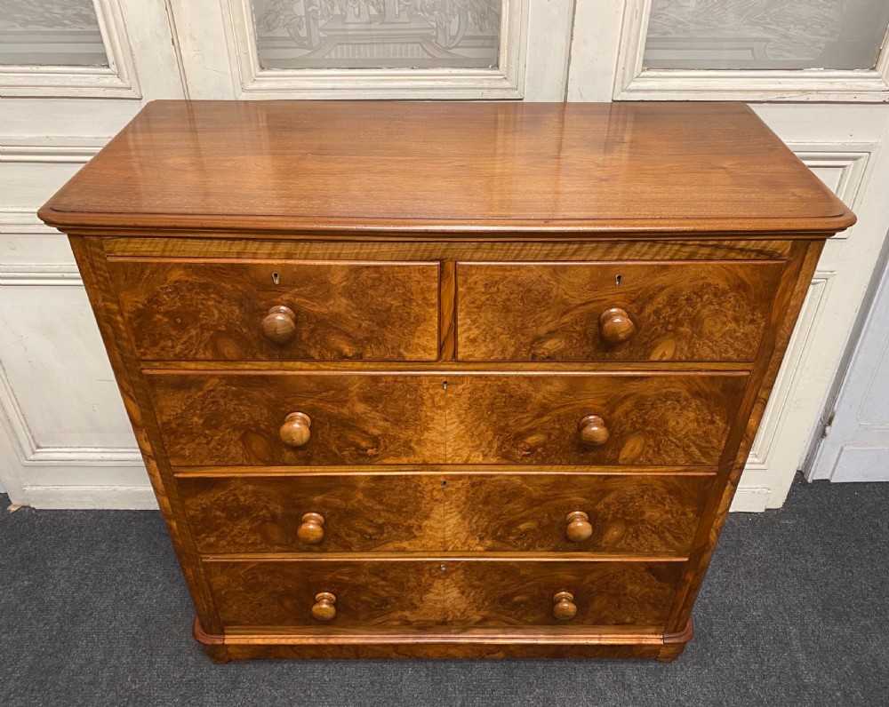 Victorian Burr Walnut Chest of Drawers View II