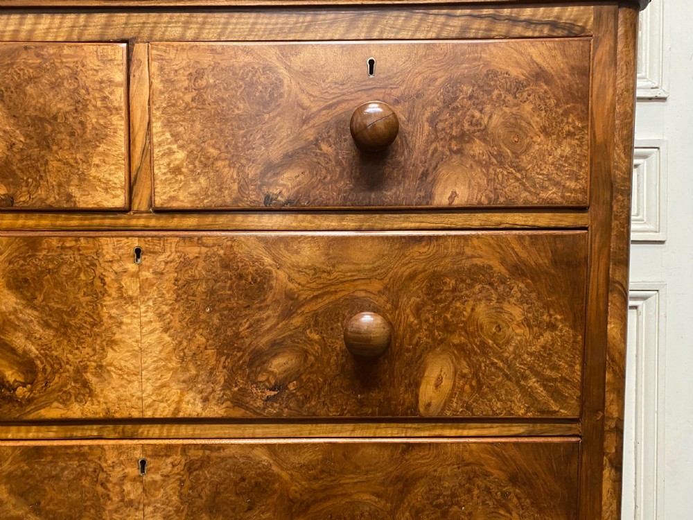 Victorian Burr Walnut Chest of Drawers View IV