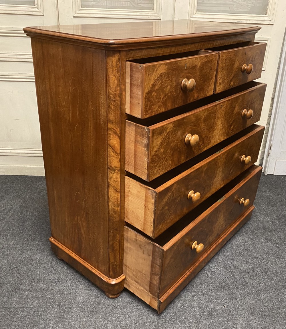 Victorian Burr Walnut Chest of Drawers View X
