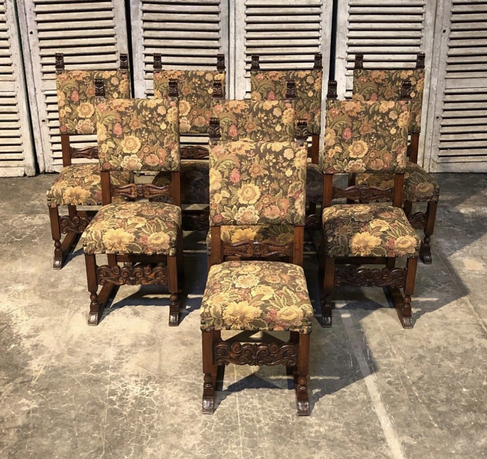 Set 8 French Oak Dining Chairs