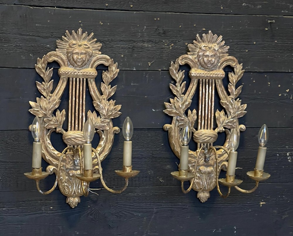 Large Pair French Gilt Wall Lights