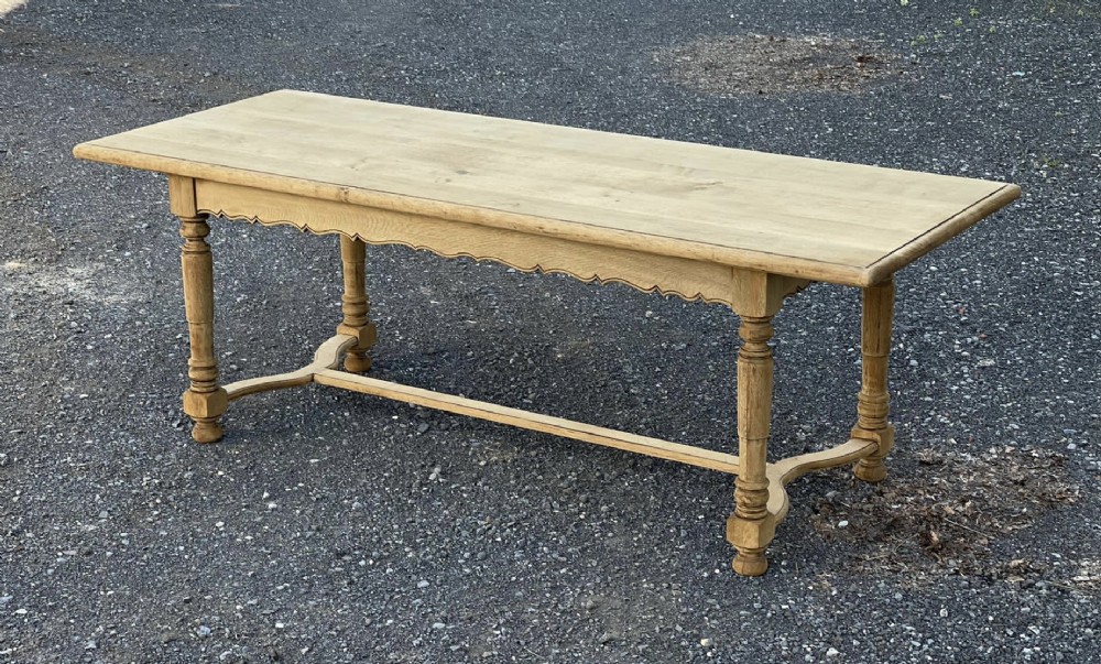 Bleached Oak Farmhouse Table nice side rails