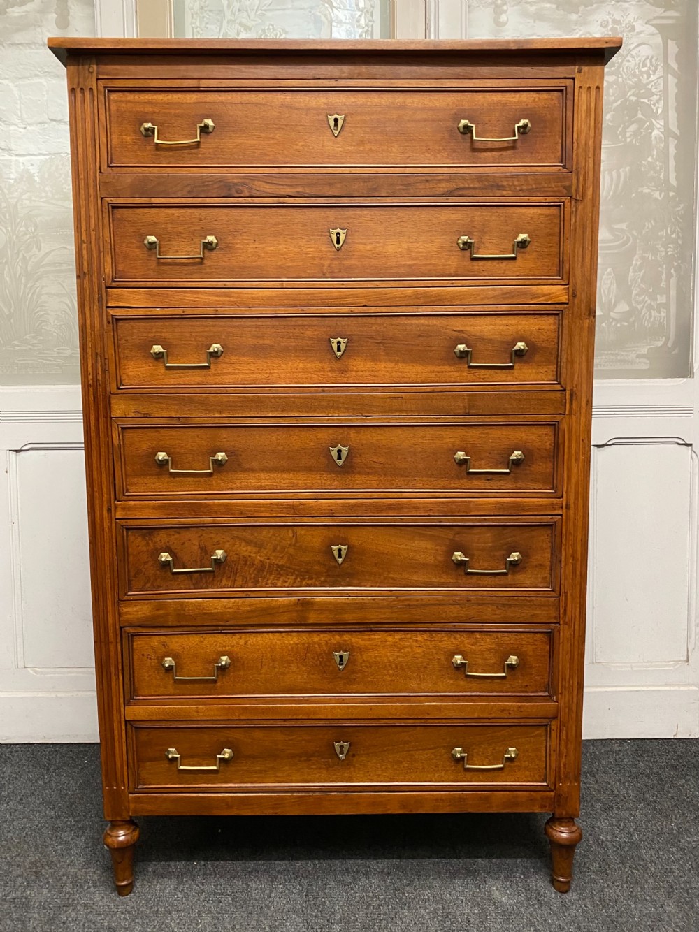 18th Century French Fruitwood Tall Chest of Drawers 