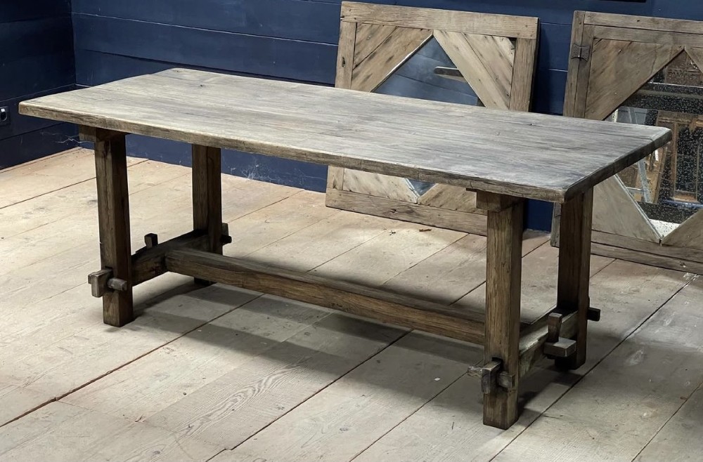 Rustic French Washed Oak Farmhouse Table 