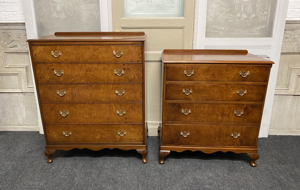 Burr Walnut Queen Anne Chest of 5 Drawers  View XII