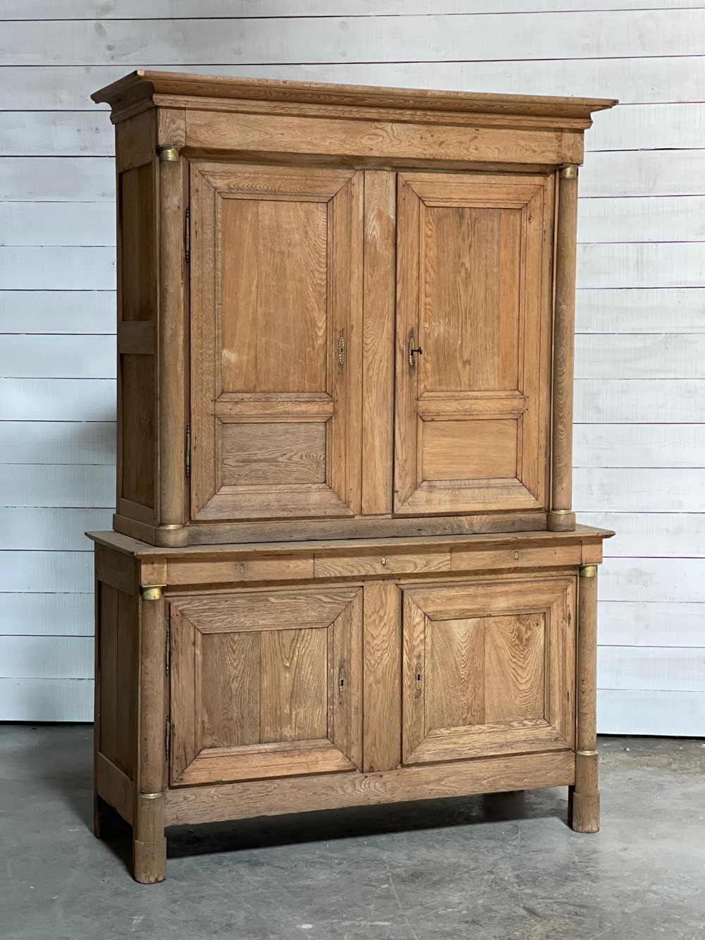 French Empire Period Bleached Oak Linenpress 