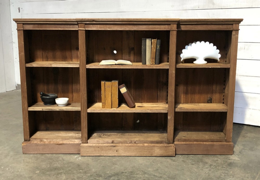 Breakfront Oak Open Bookcase