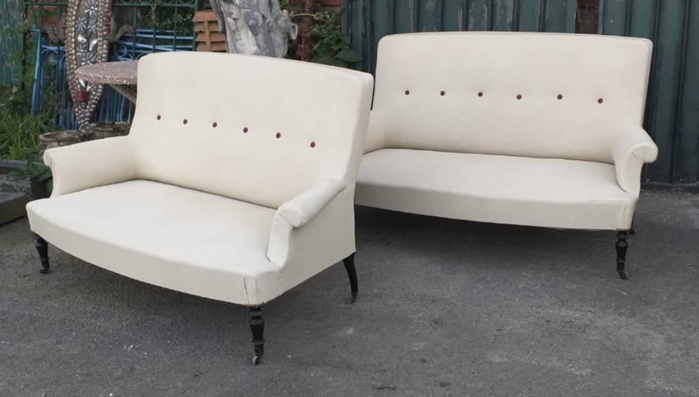 Rare Pair French Napoleon III Sofas