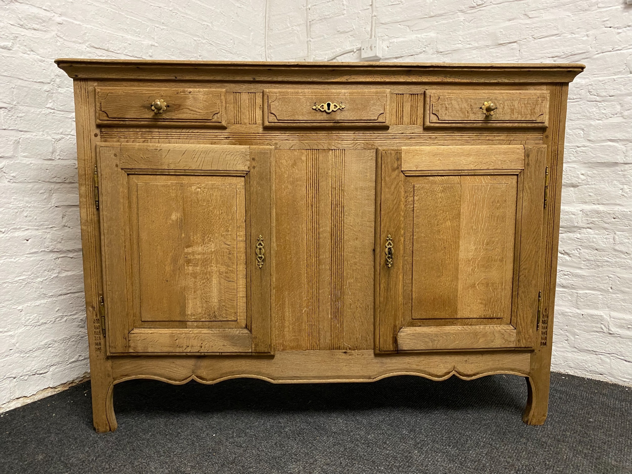 Early Rustic Smaller French Oak Sideboard 