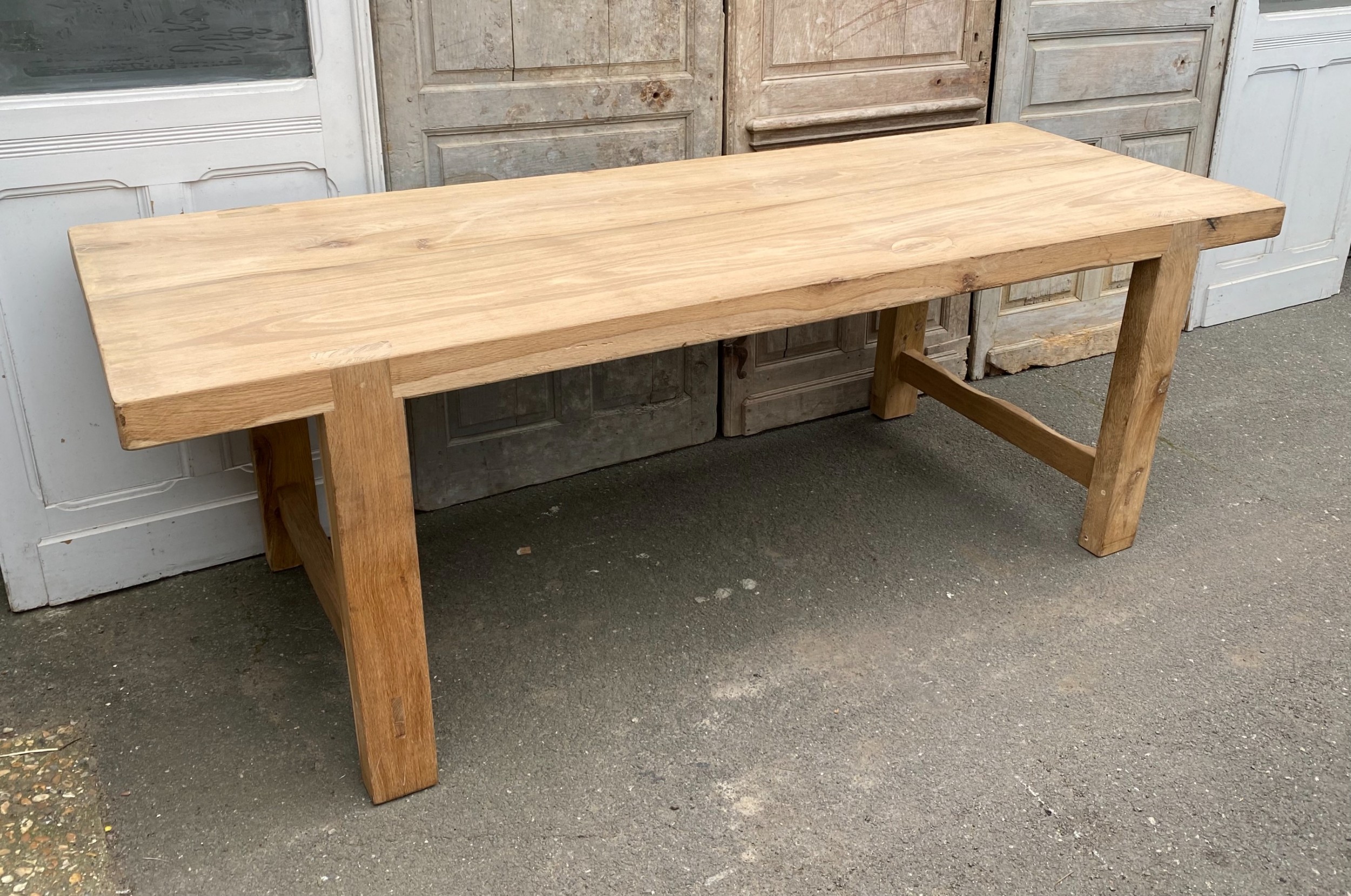 French 2 Plank Bleached Oak Farmhouse Dining Table 