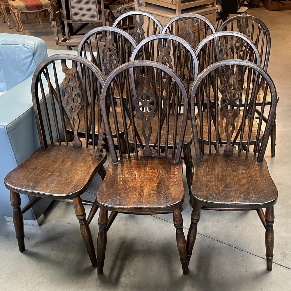 Long Set 9 Windsor Dinning Chairs