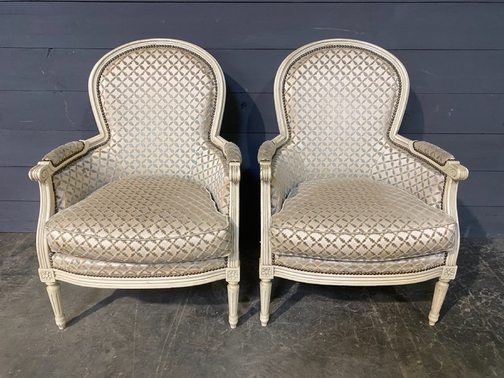 Pair French Bergere Arm Chairs