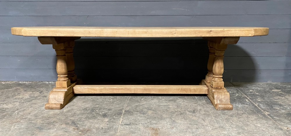 Large French Bleached Oak Farmhouse Dining Table  View V