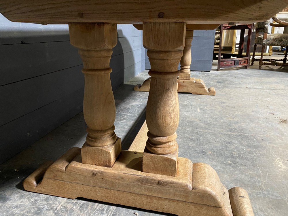 Large French Bleached Oak Farmhouse Dining Table  View XI