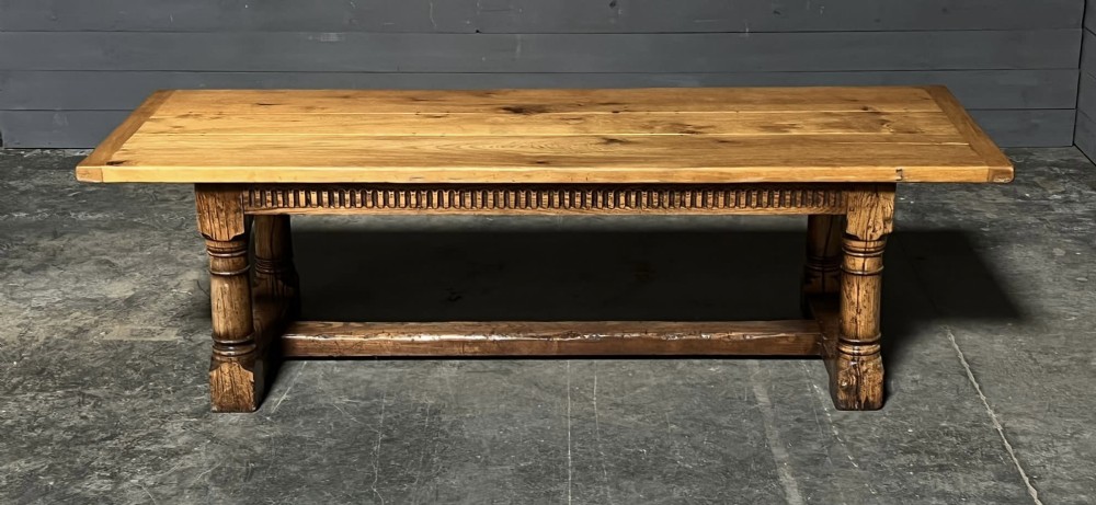 Large Oak 3 Plank Farmhouse Dining Table 