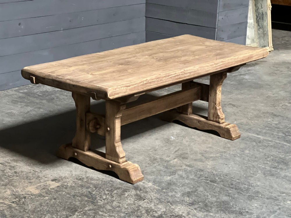 French Bleached Oak Farmhouse Dining Table 